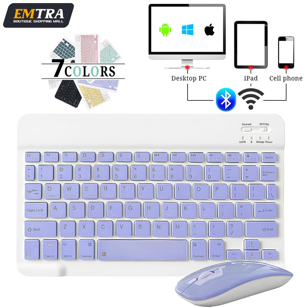 Mini Wireless Bluetooth Keyboard and Mouse — Portable Slim Rechargeable Keyboard for iPad, iPhone, Android Tablets, Samsung, Xiaomi, Mac & Windows