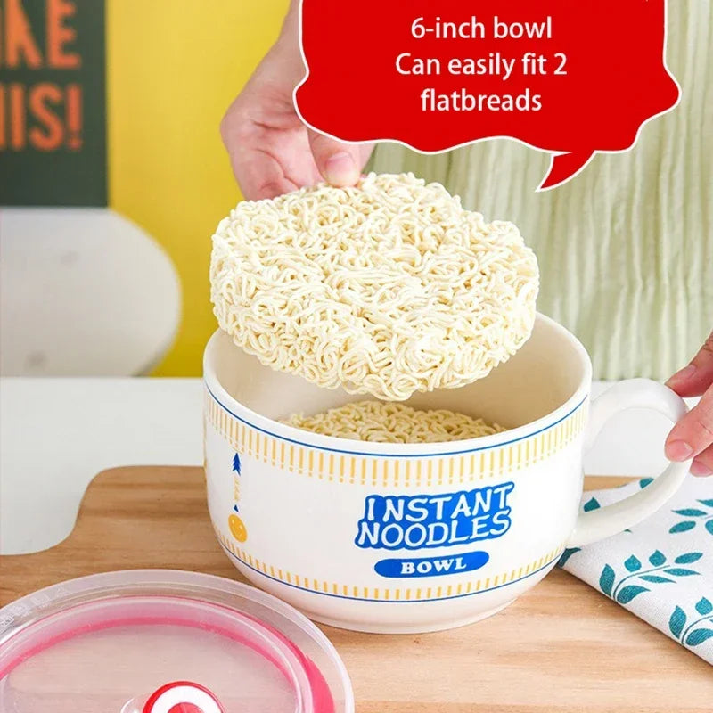 Ceramic Ramen Bowl with Lid Heat Resistant Microwave Safe Soup Bowl for Noodles Salad Rice 800ml (27 fl oz) / 1100ml (37 fl oz)