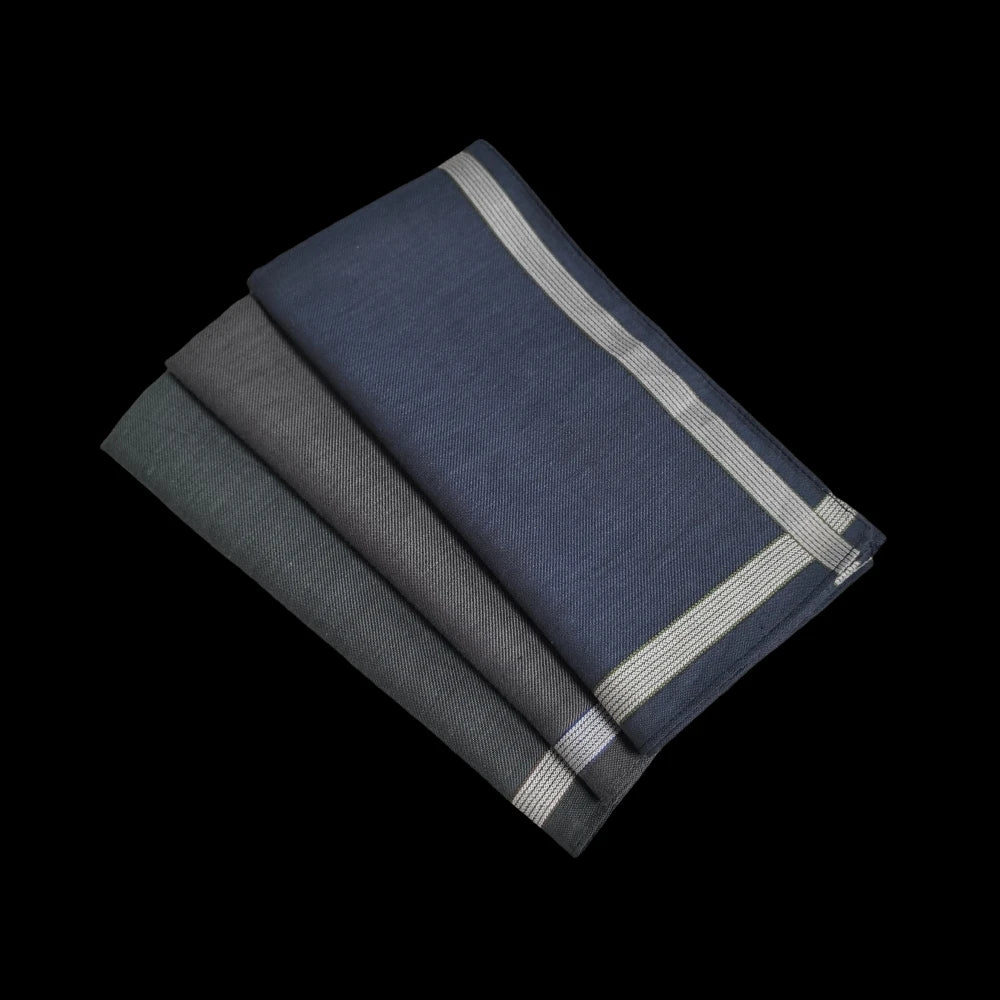 3-Pack Pure Cotton Satin Gentleman Handkerchiefs 43 cm (16.9 in) Soft Suit Pocket Squares