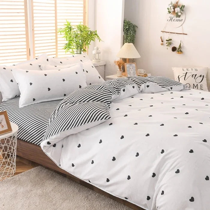 Aloe Vera Cotton 4-Piece Bedding Set – 1.5m (5 ft) Quilted Sheet & Quilt Cover, 500 TC