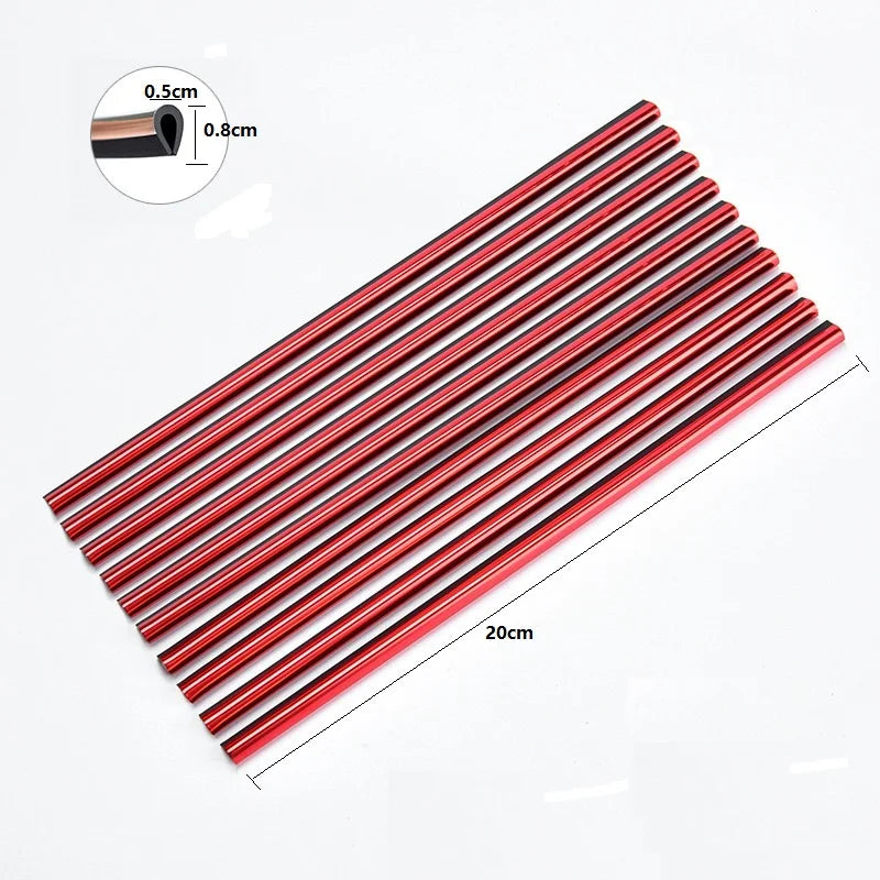 Universal 7.9 in (20 cm) U-Shaped Car Air Vent Trim Strips PVC Decorative Moulding 10-Pack