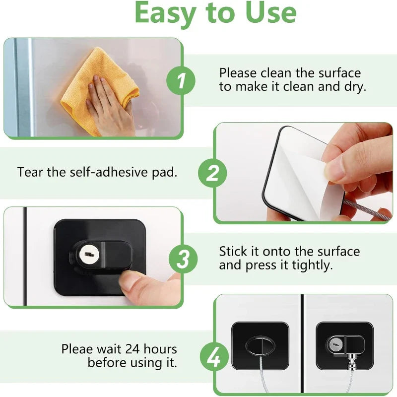 2/4/6-Pack Self-Adhesive Cabinet Locks with Keys — Baby Safety Locks for Fridge, Cabinets, Drawers, Doors & Appliances