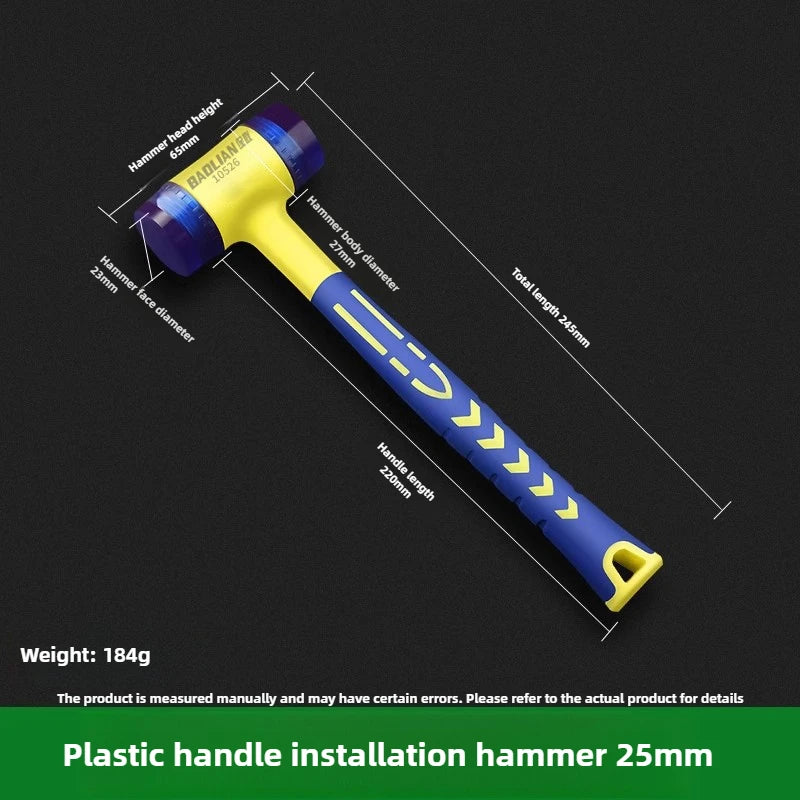 Double-Head Rubber Installation Hammer 25–45mm (1.0–1.8 in) – Replaceable Heads, Insulated Non-Slip Rubber Handle