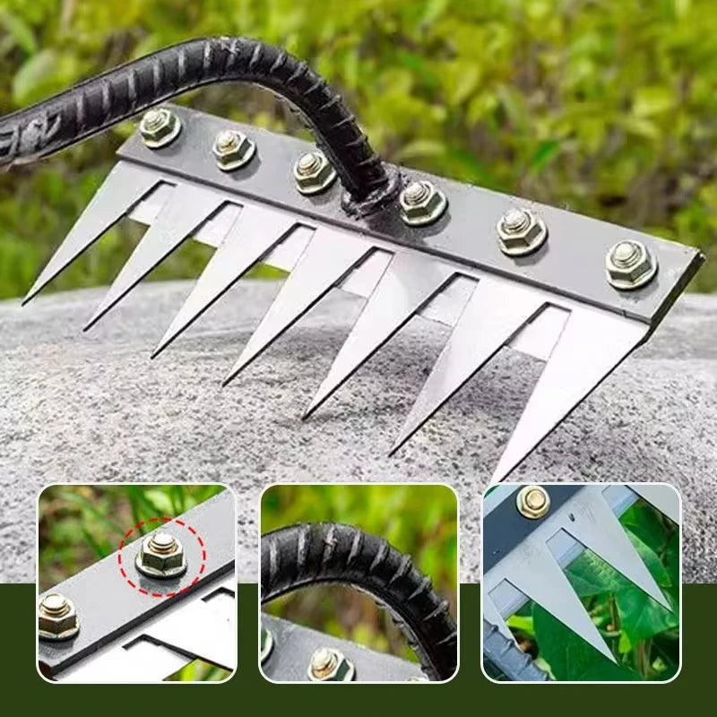 5/6/7/8-Teeth Manganese Steel Garden Hoe Rake for Weeding & Soil Loosening