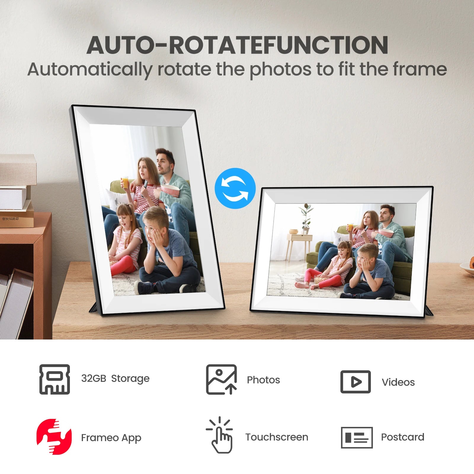 10.1-Inch (25.7 cm) WiFi Digital Picture Frame 1280x800 HD IPS Touchscreen, 32GB Memory, Auto-Rotate
