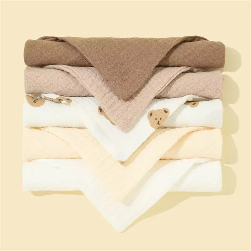 5-Pack Cotton Baby Drool Bibs Soft Absorbent Button Closure Unisex Newborn Infant Feeding Bibs