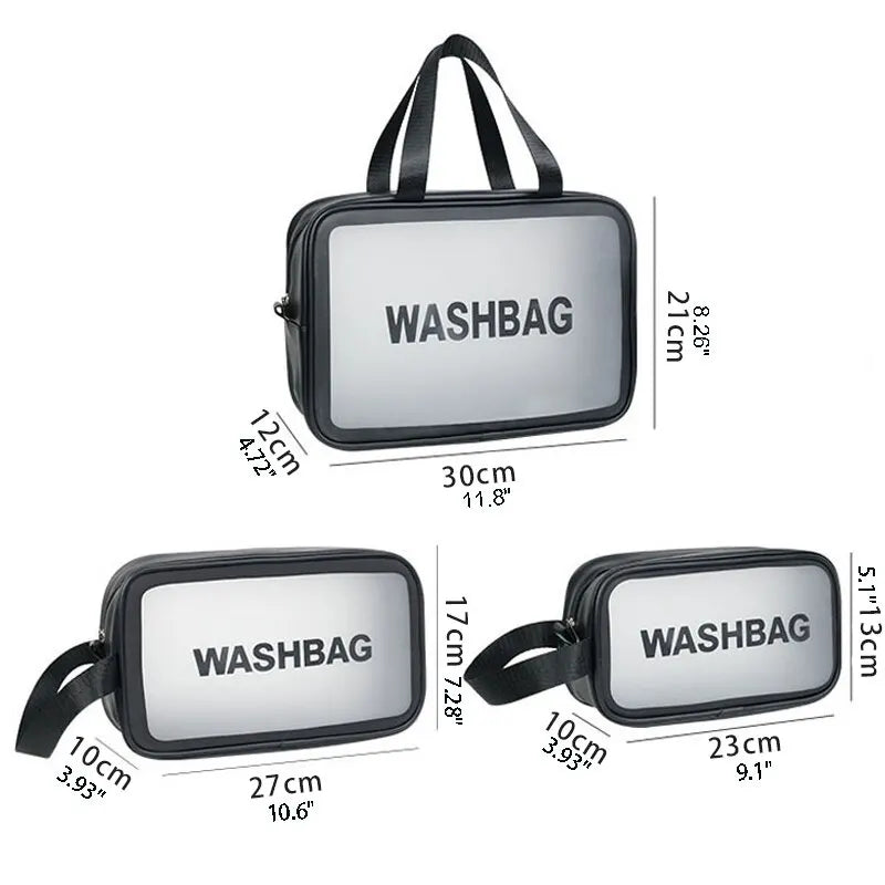 Large Transparent Waterproof Travel Makeup Bag – Clear Cosmetic Organizer 30 x 10 x 21 cm (11.8 x 3.9 x 8.3 in) Zipper Pouch for Women
