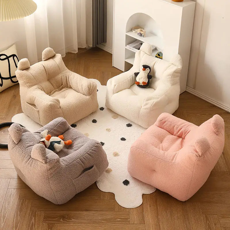 Cute Cartoon Kids Mini Sofa - Linen Toddler Armchair for Reading & Playroom