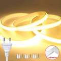 COB LED Strip Light 220V EU Plug Waterproof Flexible Tape High Brightness for Bedroom, Outdoor & Garden
