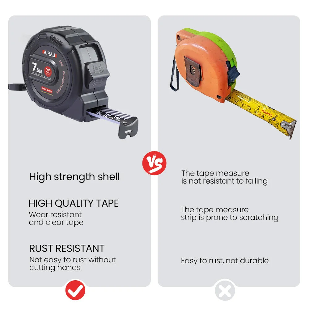 High Precision Waterproof Tape Measure — 3m/5m/7.5m (9.8ft/16.4ft/24.6ft) Thickened Anti-Corrosion Retractable Ruler for Woodworking & DIY