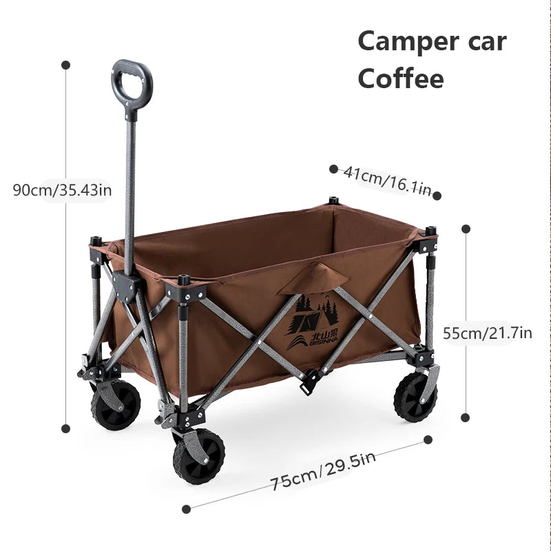 Heavy-Duty Portable Folding Wagon – Collapsible Large Capacity Camping & Outdoor Trolley for Shopping, Picnic, BBQ, Fishing