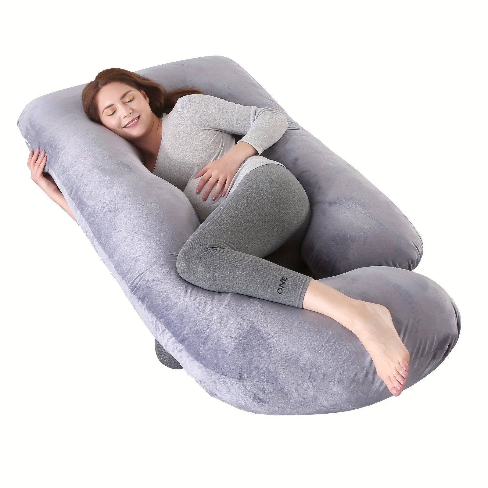 Detachable G-Shaped Maternity Pillow 36 x 28 x 14 cm (14.2 x 11.0 x 5.5 in) Crystal Velvet Pregnancy Support Cushion for Side Sleeping