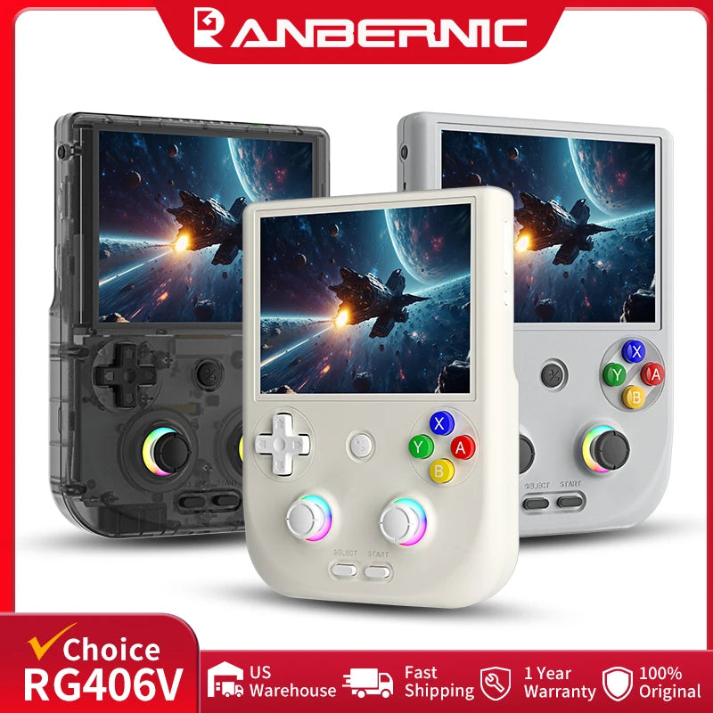 Retro Handheld Game Console 4.0-inch (10.2 cm) IPS Touchscreen, Android 13, WiFi & Bluetooth 5.0, 3D Hall Joystick, RGB Lighting, 128GB, 5500mAh