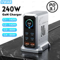 240W GaN 6-Port Fast Charger PD 3.1 - 140W USB-C PD PPS Desktop Charging Station (4 USB-C, 2 USB-A) for Laptops, Phones & Tablets