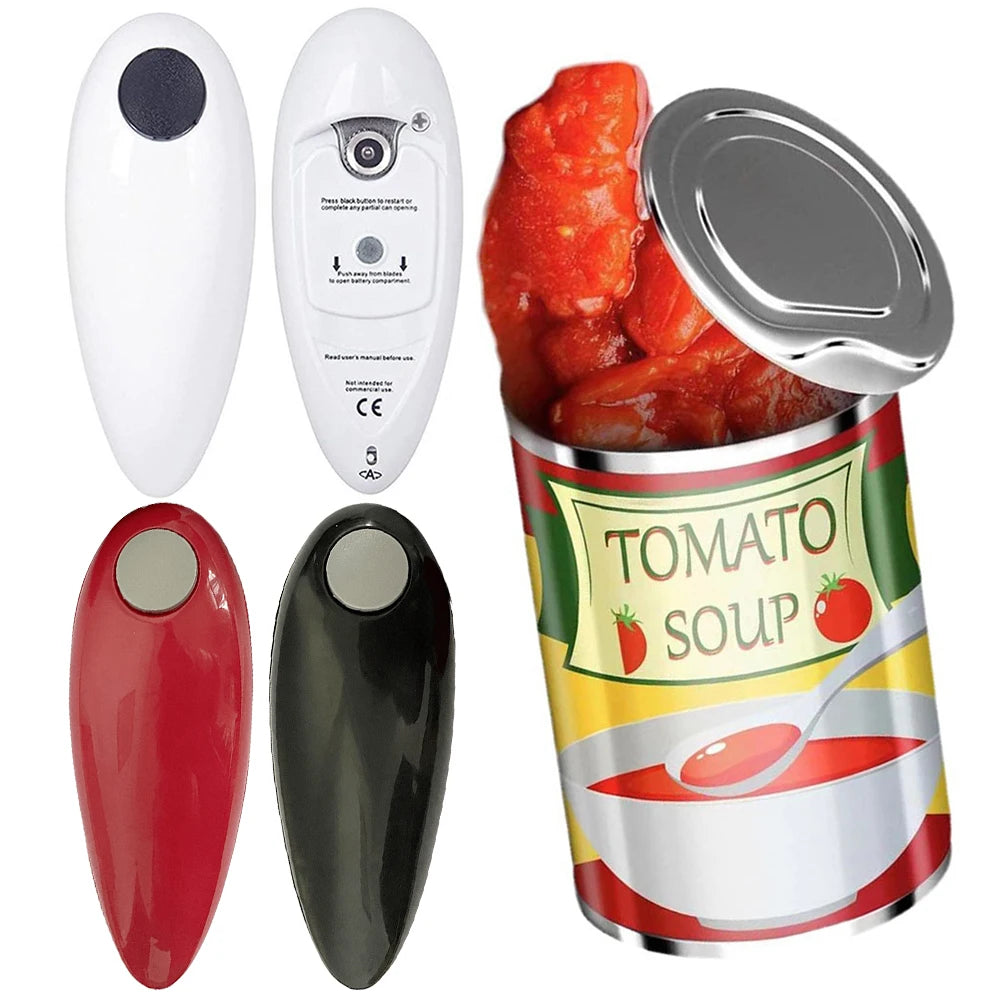Automatic Electric Can Opener One-Touch Battery Operated Smooth-Edge Portable Can & Bottle Opener for Kitchen & Bar
