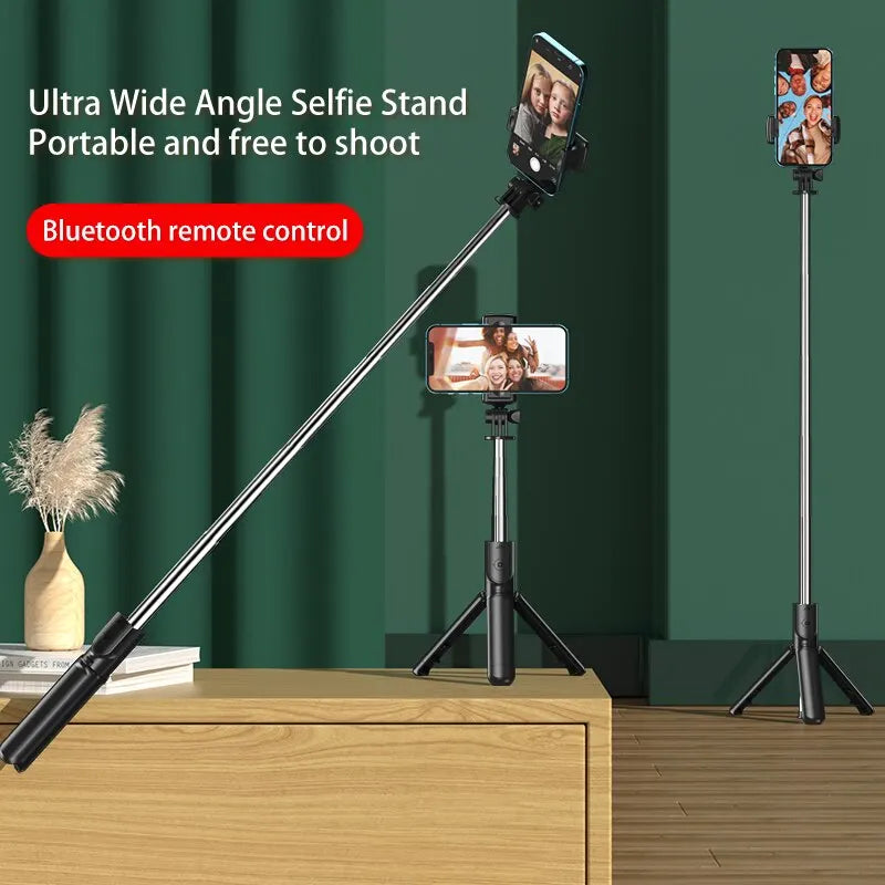 Bluetooth Wireless Selfie Stick & Mini Tripod — Extendable Monopod with Remote Shutter, Phone Holder (Extends to 27.6 in / 70 cm)