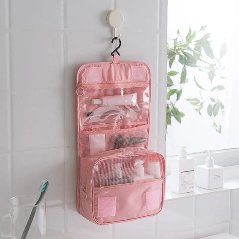 Double-Layer Waterproof Travel Toiletry & Makeup Bag - Hanging Handheld Dopp Kit for Men & Women