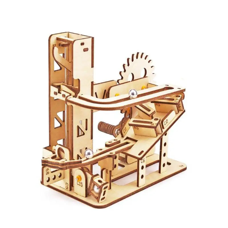 DIY 3D Wooden Mechanical Puzzle Kit – Spiral Run Marble Maze Model for Teens & Adults