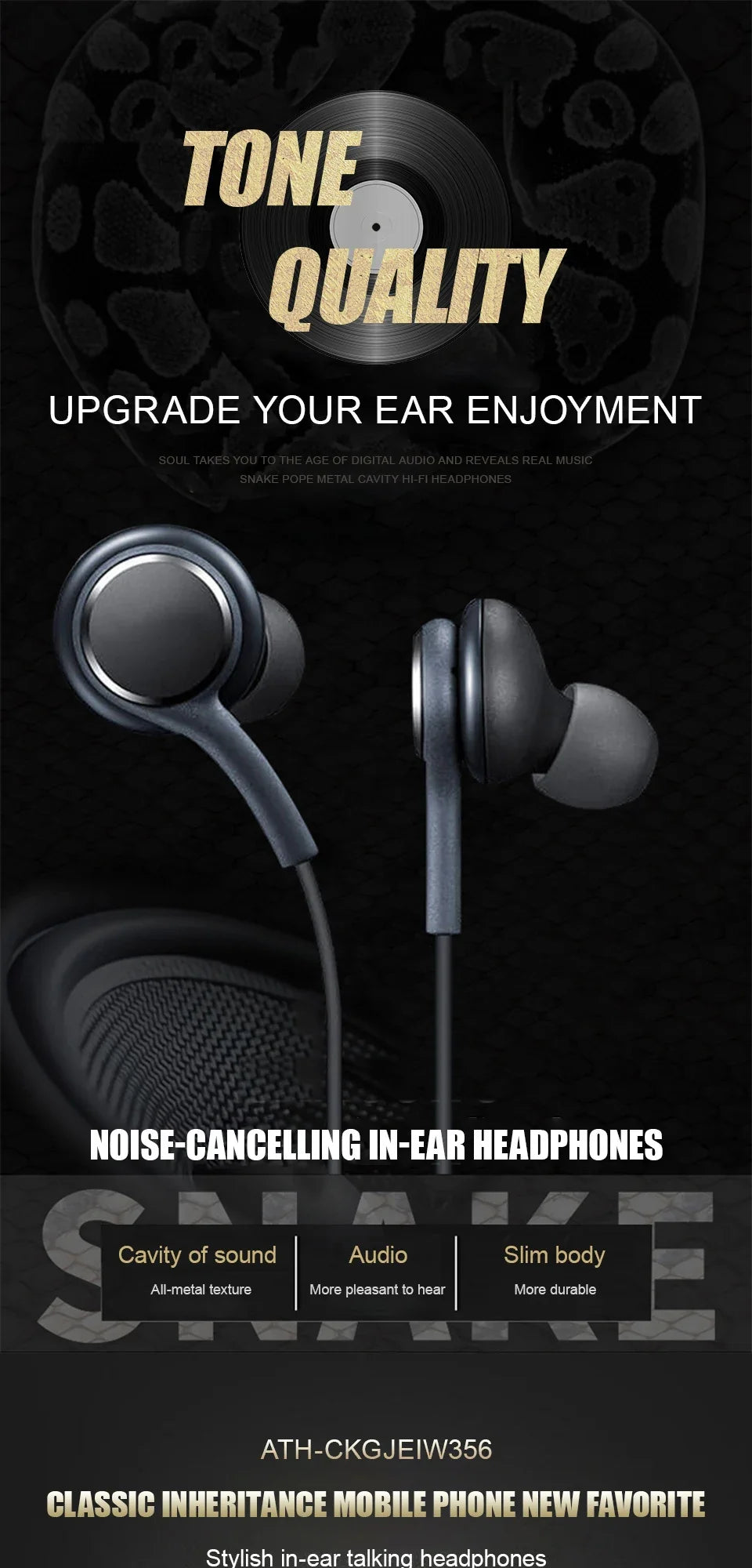USB-C & 3.5mm Wired In-Ear Earphones, Lightweight Stereo Earbuds for Phones, Tablets & Laptops