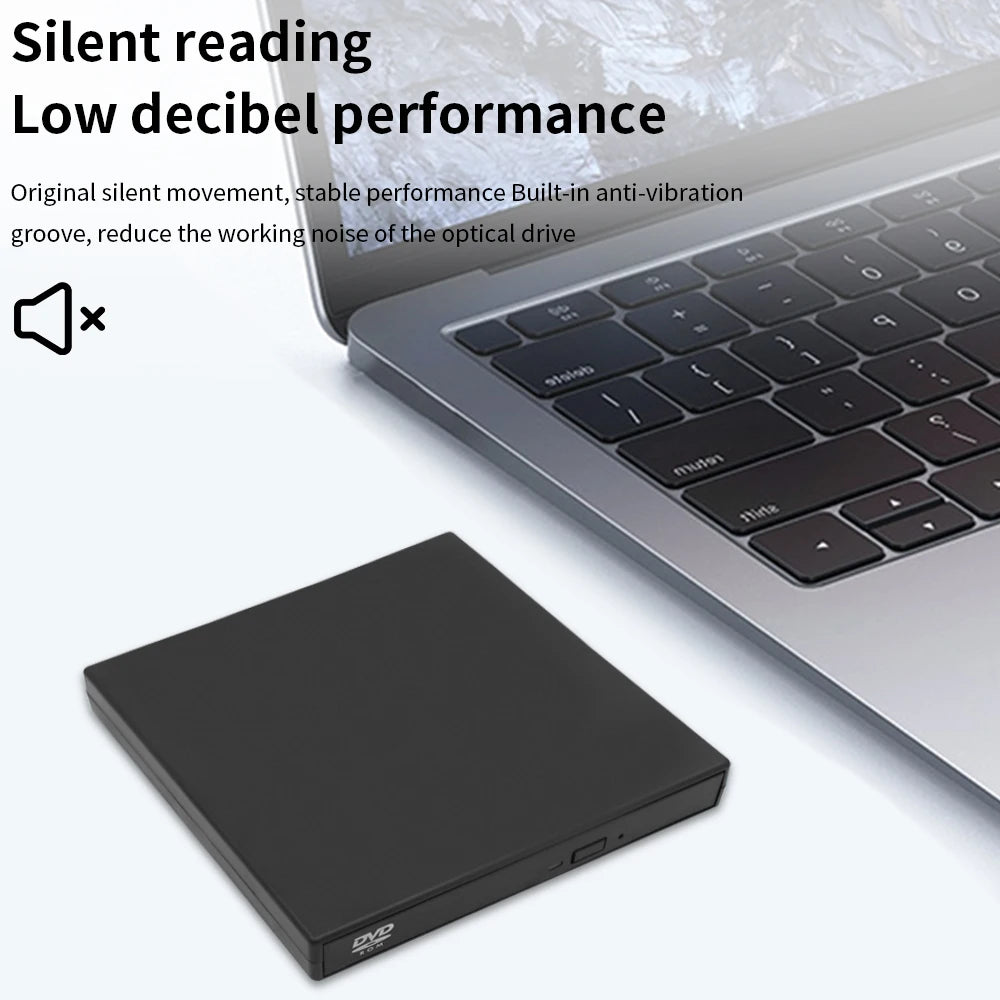 External USB 2.0 CD/DVD Optical Drive - Portable CD/DVD Reader for MacBook, Laptop & Desktop