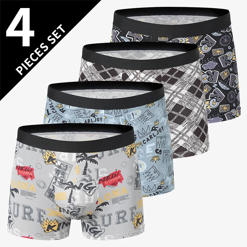 4/5-Pack Men's Printed Boyshort Swim Trunks – Comfortable Plus-Size Beach & Swim Shorts