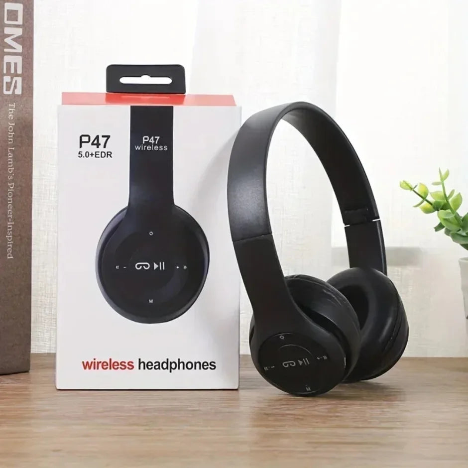 Wireless Bluetooth 5.0 Headphones with Microphone, Foldable Over-Ear HiFi Bass Stereo Headset for Smartphones, TV & Gaming