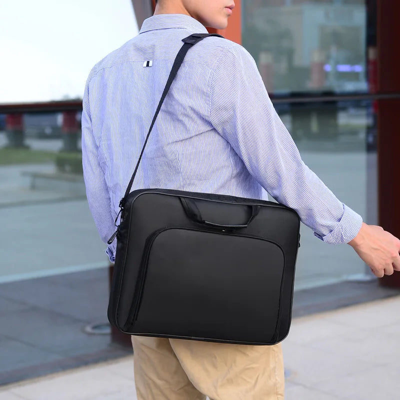 15.6-inch / 17-inch (41×30×7 cm / 45×34×7 cm) Nylon Laptop Briefcase – Large Capacity Handheld, Shoulder & Crossbody Messenger Bag