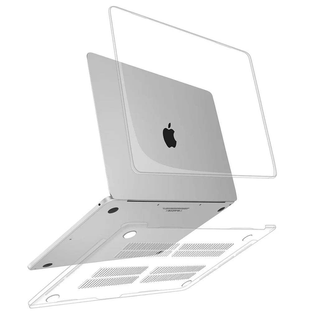 Clear Hard Shell Laptop Case & Sleeve for MacBook Air 13/13.3/13.6, Pro 13 and Air 15 - Transparent PC Cover with Nylon Sleeve
