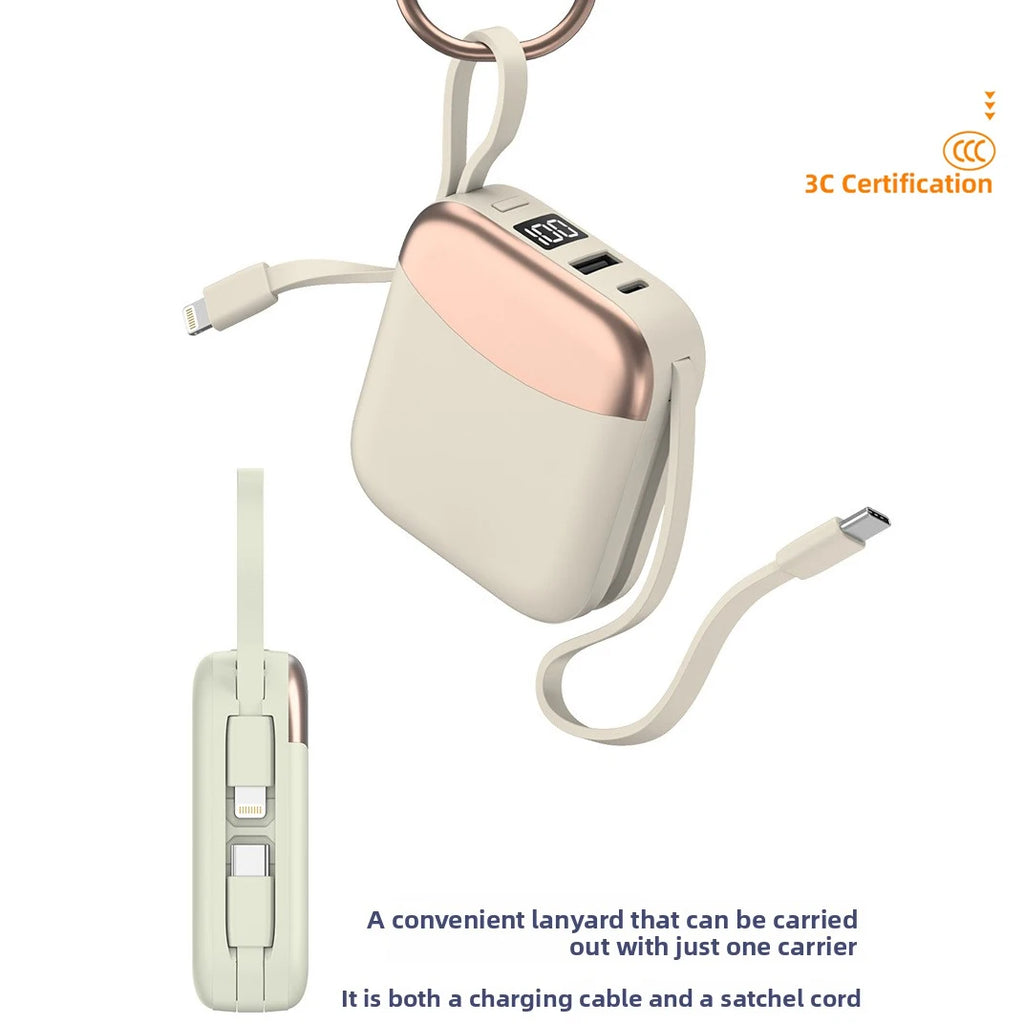 10000mAh 65W Portable Power Bank with Built-in Cables – Fast Charging USB-C External Battery