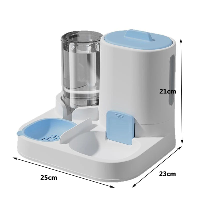 2-in-1 Pet Food & Water Bowl - Large Capacity Smooth Plastic Feeder for Cats & Small Dogs