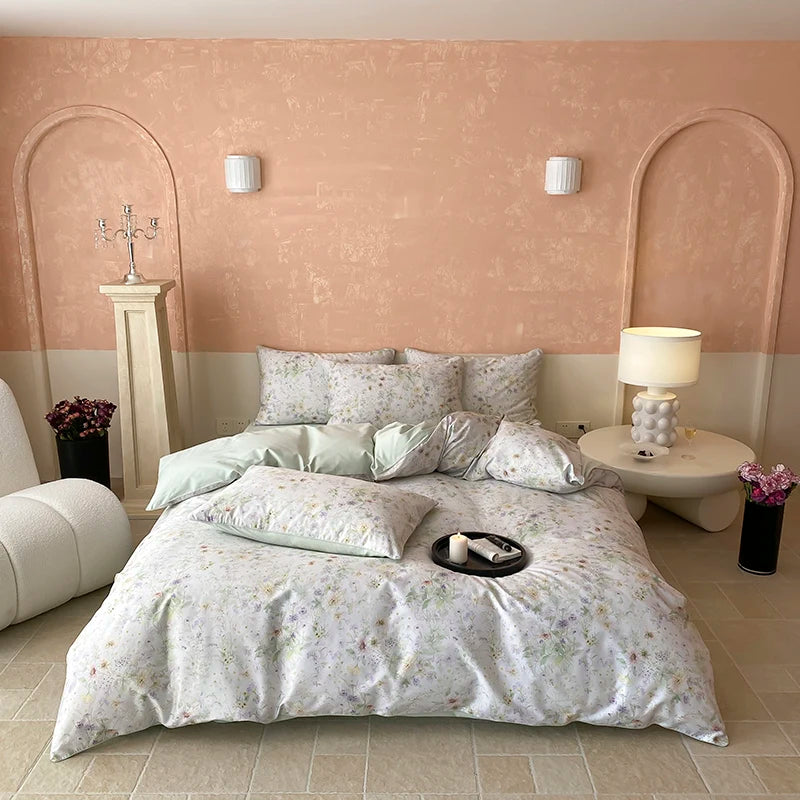 100% Egyptian Cotton 4-Piece Duvet Cover Bedding Set - Duvet Cover with Flat or Fitted Sheet & 2 Pillowcases (Double/Queen/King/AU)