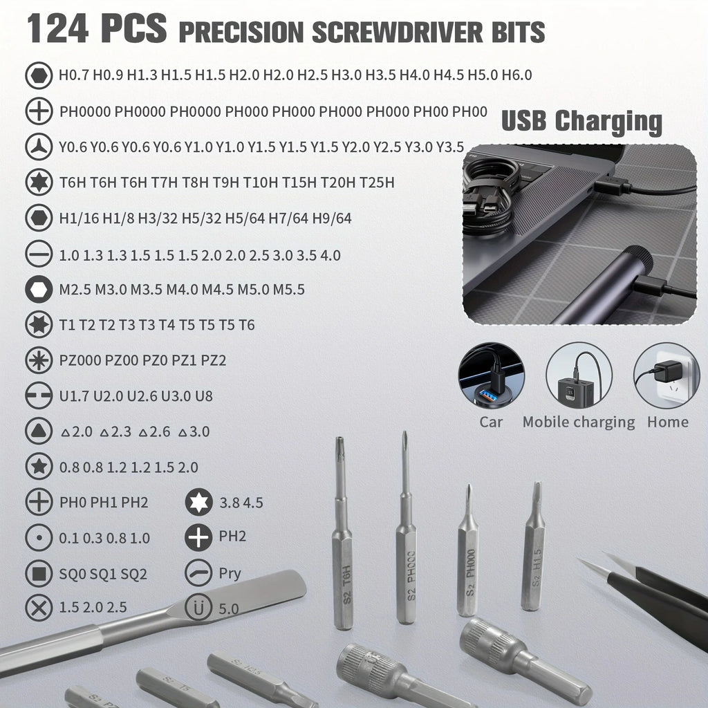 138-in-1 Mini Electric Screwdriver Set – Precision Magnetic Bits, Portable Rechargeable Alloy Kit for PC iPhone DIY Repairs