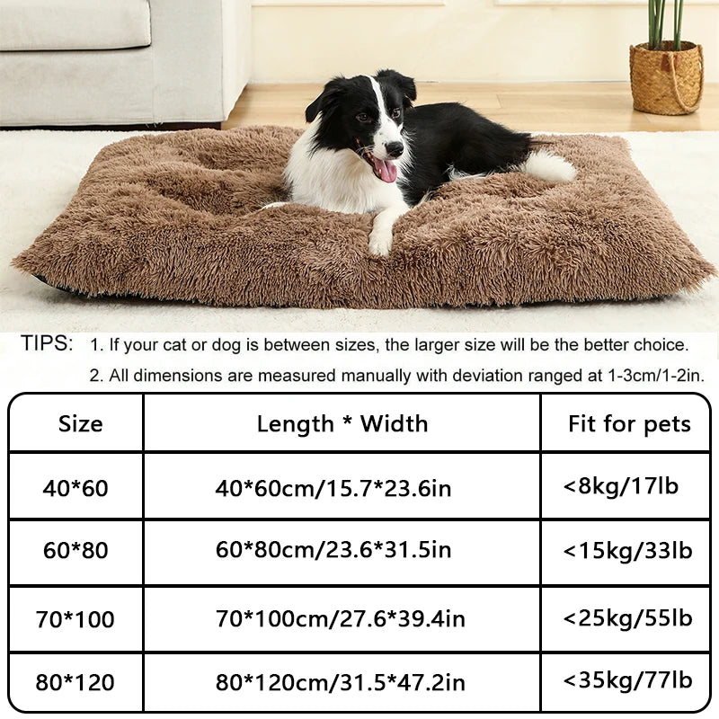 Soft Long Plush Pet Bed for Dogs & Cats – Cozy Basket Cushion Mattress for Sleeping