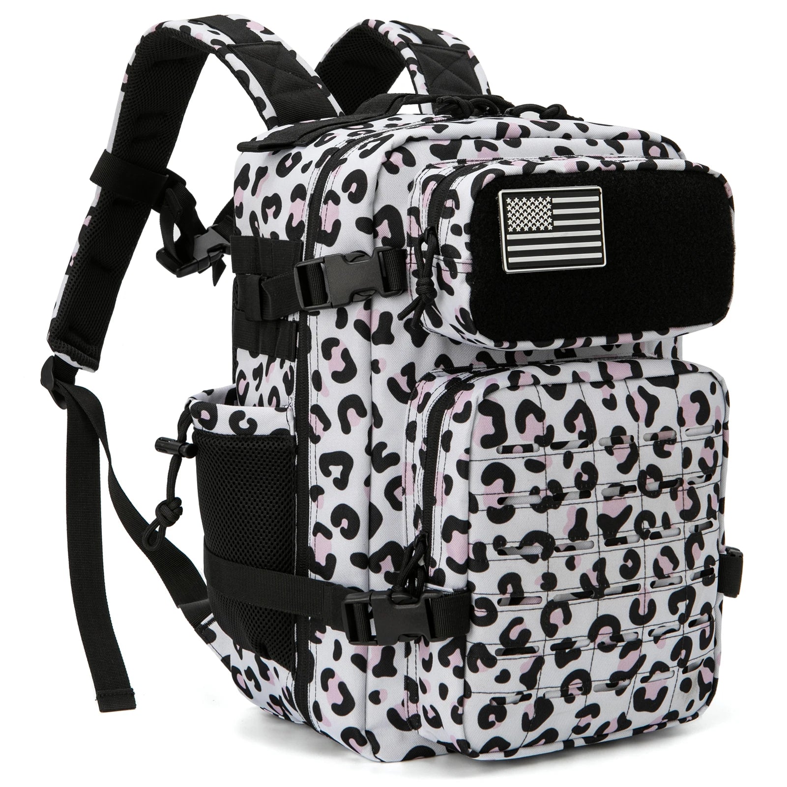 Tactical 25L Laser-Cut MOLLE Backpack - 900D Polyester Water-Resistant Daypack with Velcro Patch Panel, 15.7 x 9.8 x 9.8 in (40 x 25 x 25 cm)