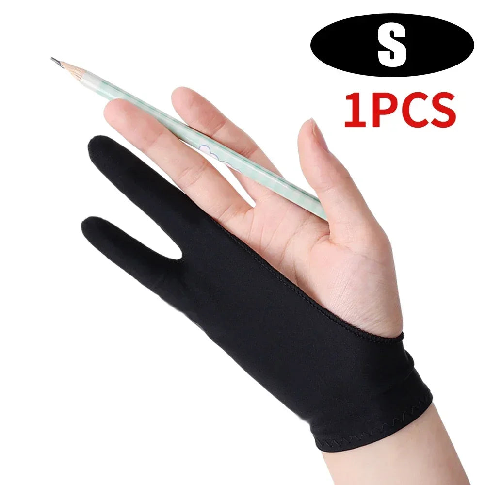 2-Finger Artist Drawing Glove for Tablet, Anti-Smudge Touchscreen Glove, Ambidextrous XS-S-M-L (14–18 x 19–22 cm / 5.5–7.1 x 7.5–8.7 in), 1/2/4-Pack