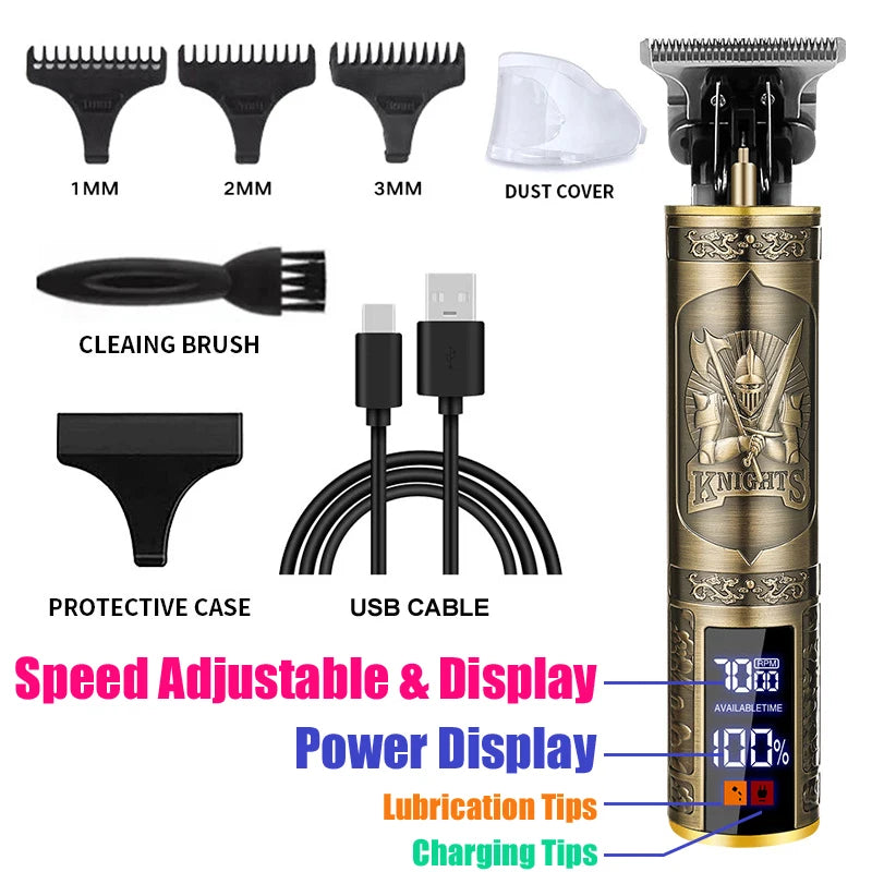 Precision Carving Hair Clipper – Professional Rechargeable Metal Cordless Cordless Trimmer for Men