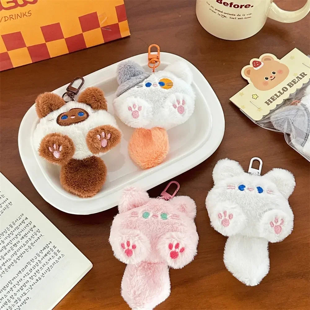 Plush Cat Keychain Bag Charm Cute Cat Doll Pendant for Backpack Purse Car Mirror