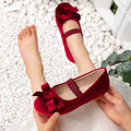Girls Bowknot Moccasins PU Leather Ballet Flats, Princess Wedding & Casual Kids Shoes