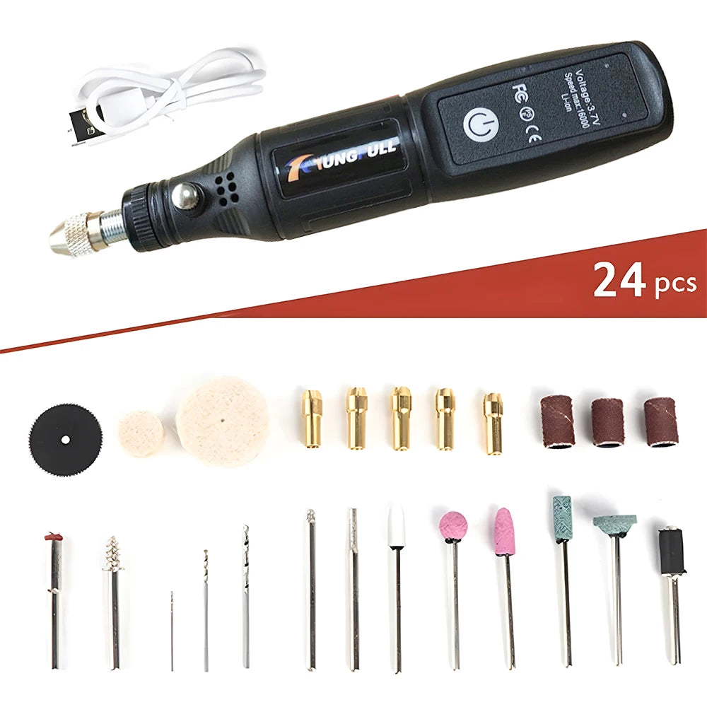 Mini USB Wireless Handheld Rotary Drill - Cordless Engraving Tool for Jewelry, Metal, Glass & Wood
