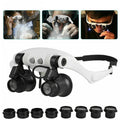 Headband Magnifier Glasses with LED Light – 10X/15X/20X/25X Jeweler Loupe for Watch & Jewelry Repair