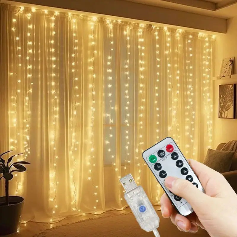 LED Fairy Curtain String Lights 3/4/6M (9.8/13.1/19.7 ft) USB Remote 8-Mode Multicolor Warm White Holiday Decor