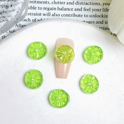 20pcs Lemon Resin Nail Charms – Mini Fruit Slice Nail Art Decorations, 11 x 12 mm (0.43 x 0.47 in) Mixed Colors