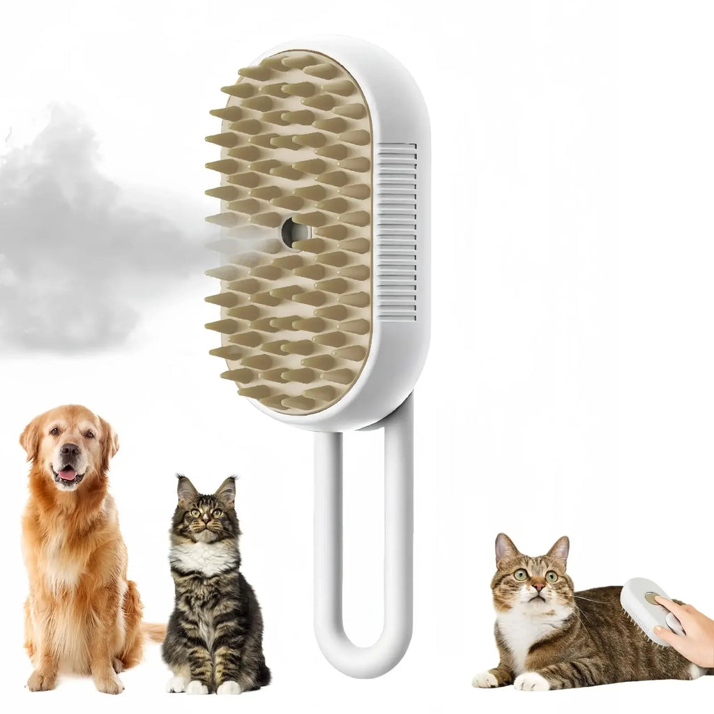 3-in-1 Pet Steam Spray Grooming Brush for Cats & Dogs USB Rechargeable Massage Hair Removal Comb