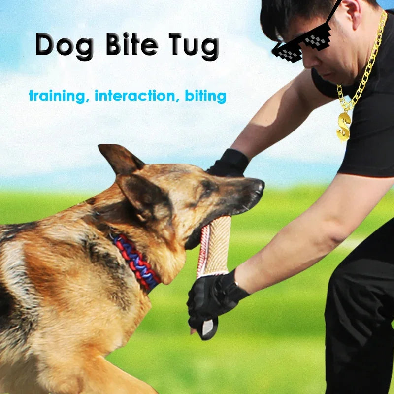 Dog Bite Tug Sleeve with 2 Rope Handles - Durable Hemp Training Toy for German Shepherd, Malinois, Rottweiler