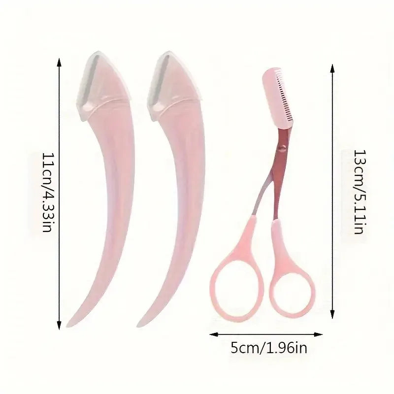 Eyebrow Trimmer Kit – Curved Razor & Scissors with Comb | Beginner-Friendly Brow Grooming Tools