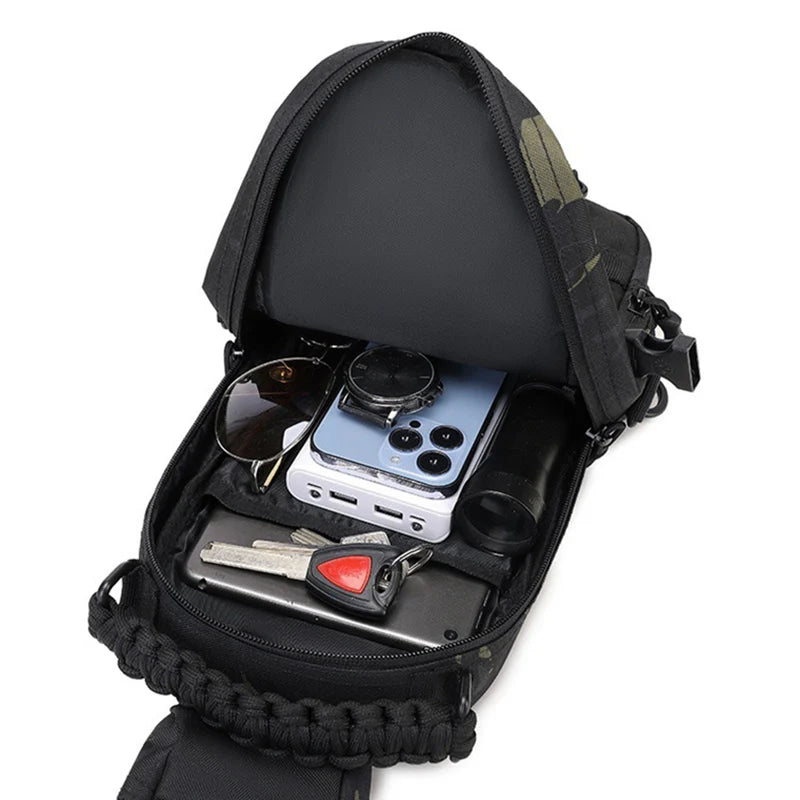 Tactical Chest Sling Bag for Men - Outdoor Hiking Camping Fishing Cycling MOLLE Shoulder Fanny Pack