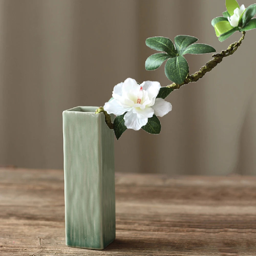 Simple Ceramic Porcelain Vase for Hydroponic Plants — Minimalist Small Vase for Living Room & Dining Table Decor