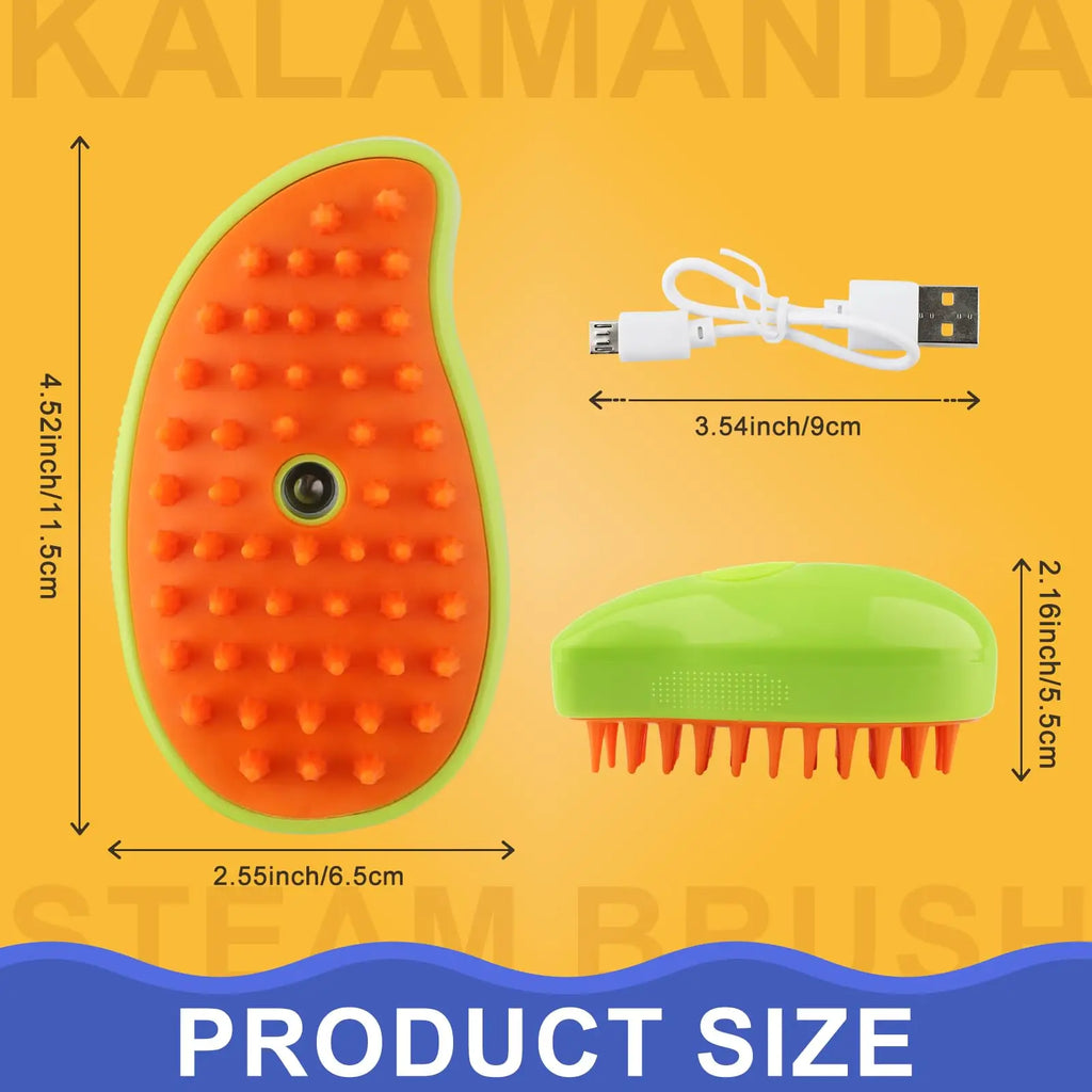 3-in-1 Pet Steamy Brush – Electric Spray Groomer, Silicone Massage & Hair Remover for Cats & Dogs