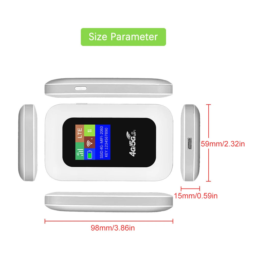 4G LTE Pocket WiFi Router 150Mbps Portable MiFi Hotspot with SIM Slot, 2100mAh Battery for Travel Home Office RV