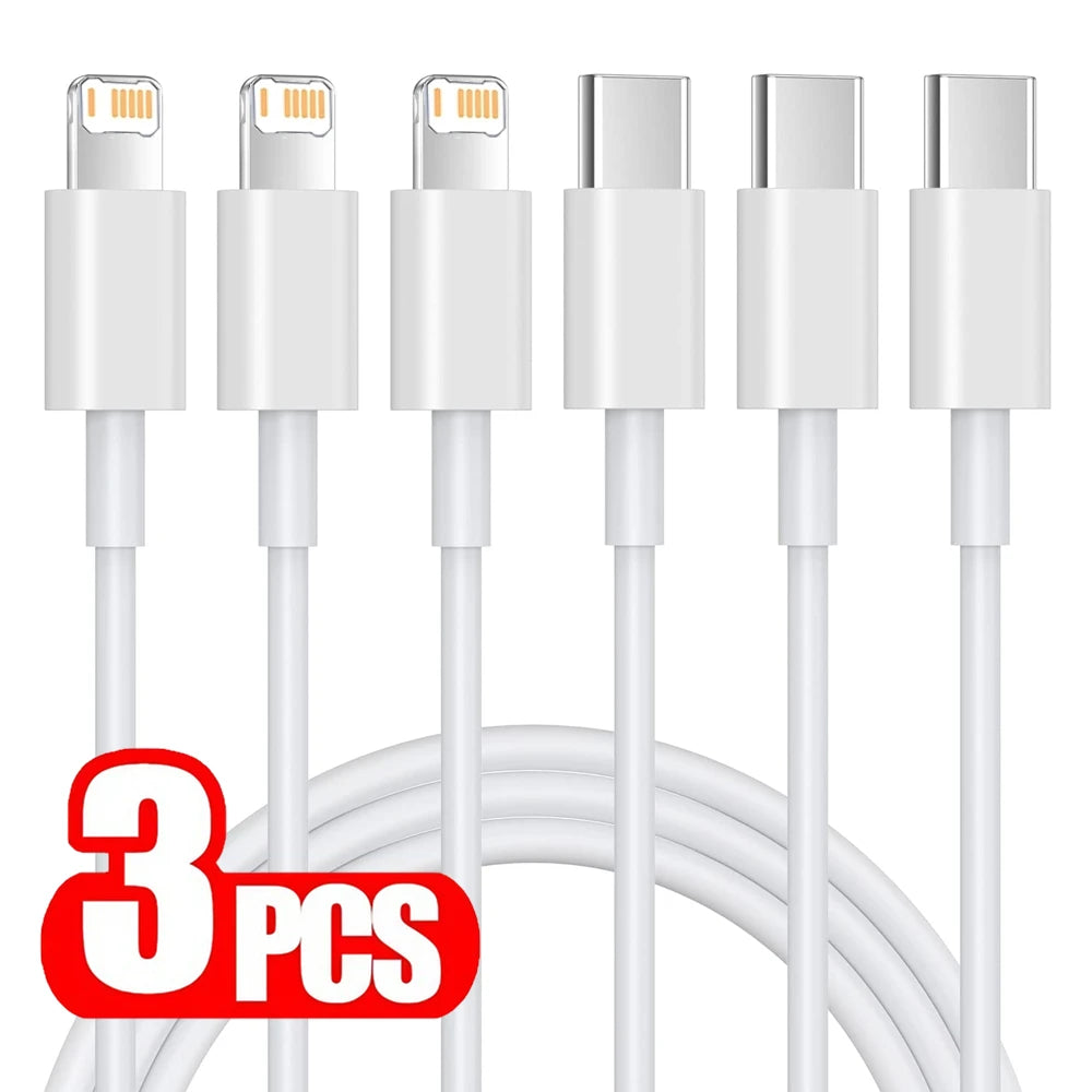 3-Pack 35W PD Fast Charging USB-C to Lightning Cables for Lightning Devices, 1m/1.5m/2m (3.3ft/4.9ft/6.6ft) - 3A Fast Charge & Data Sync